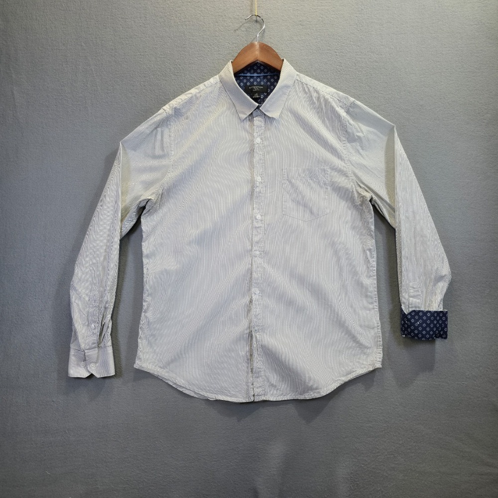 Attention Men's Slim‎ Fit Long Sleeve Button Up Flip Cuff Shirt Size Large